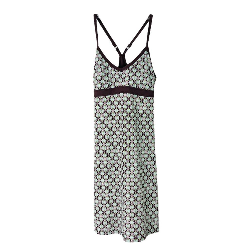 Athleta brown white pink floral stretchy activewear athletic dress XXS